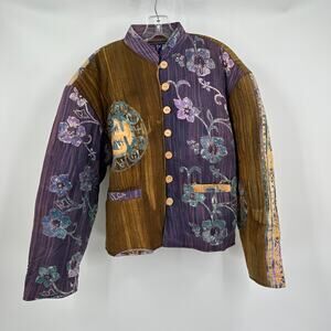 SPA Women Jacket Size L Quilted Boho Festival‎ Artsy Eclectic Statement Coat